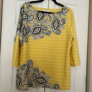 Charter Club, XL, Yellow/Blue blouse. Comfortable fabric $20